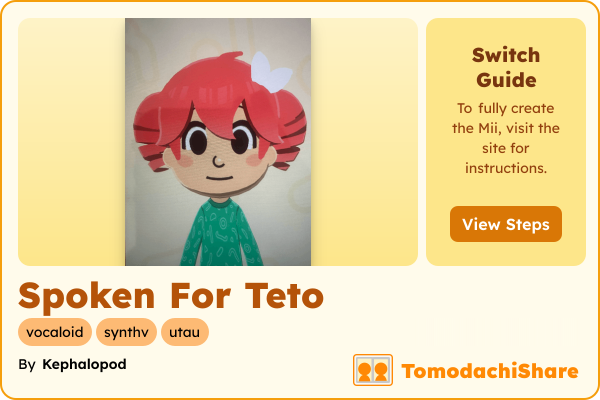 Spoken For Teto, a female Mii  with tags: vocaloid, synthv, utau
