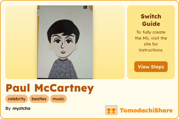 Paul McCartney, a male Mii  with tags: celebrity, beatles, music