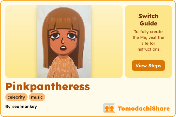 Pinkpantheress, a male Mii  with tags: celebrity, music