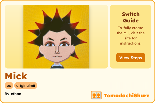 Mick, a nonbinary Mii  with tags: oc, originalmii
