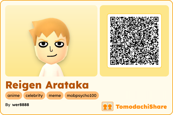 Reigen Arataka, a male Mii  with tags: anime, celebrity, meme, mobpsycho100