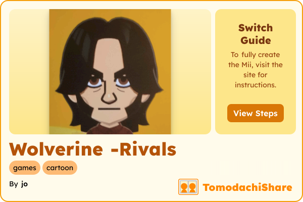Wolverine -Rivals, a male Mii  with tags: games, cartoon