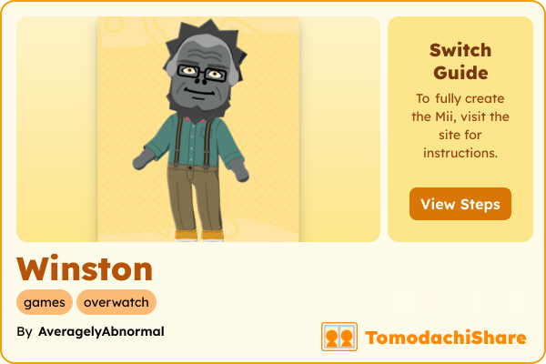 Winston, a male Mii  with tags: games, overwatch