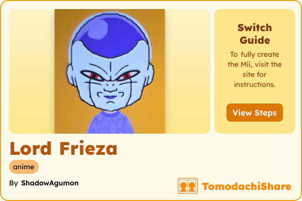 Lord Frieza, a male Mii  with tags: anime