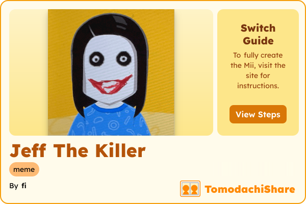 Jeff The Killer, a male Mii  with tags: meme, creepypasta, creepy, scary
