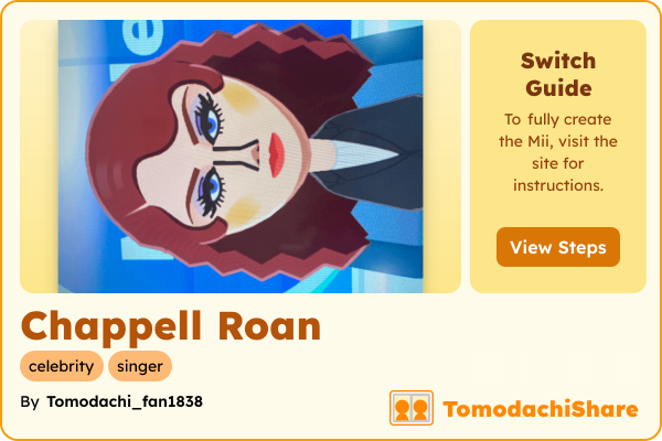 Chappell Roan, a female Mii  with tags: celebrity, singer