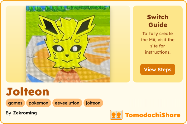 Jolteon, a male Mii  with tags: games, pokemon, eeveelution, jolteon