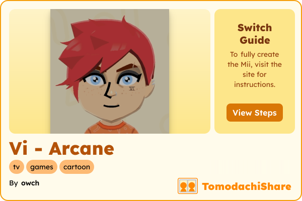 Vi - Arcane, a female Mii  with tags: tv, games, cartoon