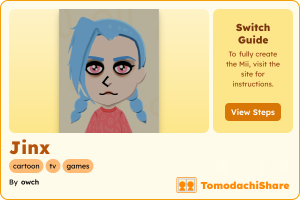 Jinx, a female Mii  with tags: cartoon, tv, games