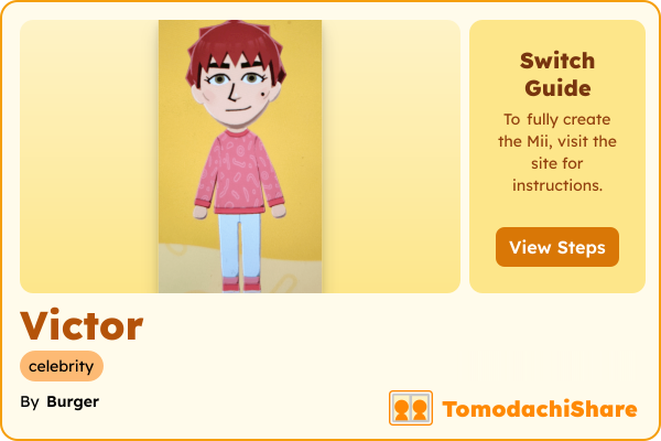 Victor, a male Mii  with tags: celebrity