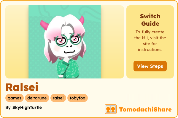 Ralsei, a male Mii  with tags: games