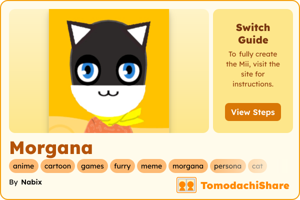 Morgana, a male Mii  with tags: anime, cartoon, games, furry, meme, morgana, persona, cat