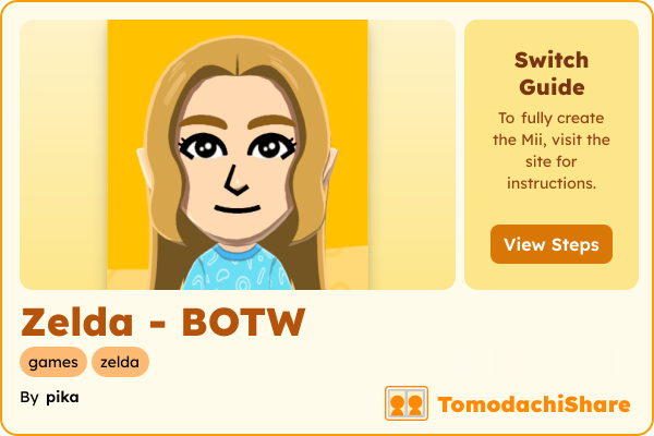 Zelda - BOTW, a female Mii  with tags: games, zelda