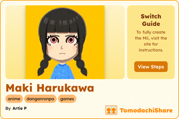 Maki Harukawa, a female Mii  with tags: anime, danganronpa, games