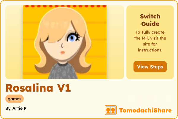 Rosalina V1, a female Mii  with tags: games