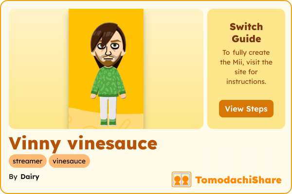 Vinny vinesauce, a male Mii  with tags: streamer, vinesauce