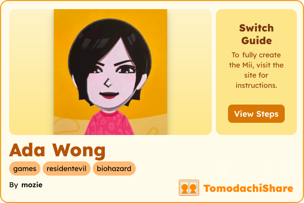 Ada Wong, a female Mii  with tags: games, residentevil, biohazard