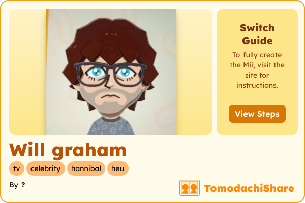 Will graham, a male Mii  with tags: tv, celebrity, hannibal, heu