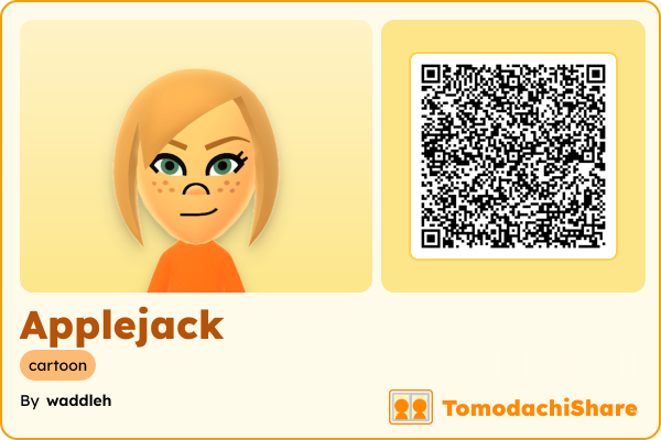 Applejack, a male Mii  with tags: cartoon