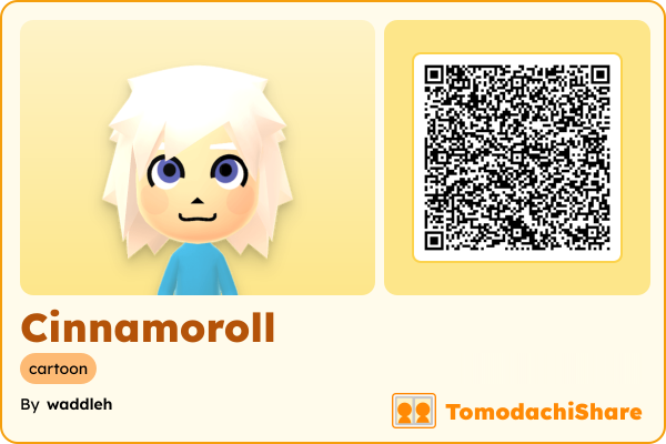Cinnamoroll, a male Mii  with tags: cartoon