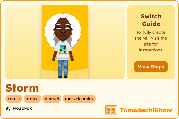 Storm, a female Mii  with tags: comic, x-men, marvel, marvelcomics