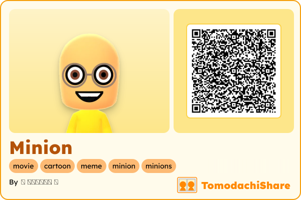 Minion, a male Mii  with tags: movie, cartoon, meme, minion, minions