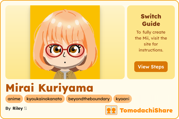 Mirai Kuriyama, a female Mii  with tags: anime, kyoukainokanata, beyondtheboundary, kyoani