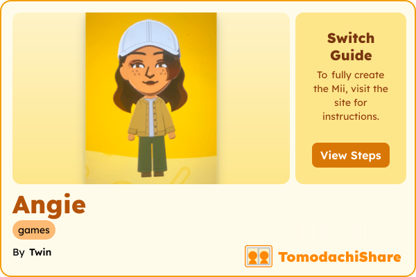 Angie, a female Mii  with tags: games