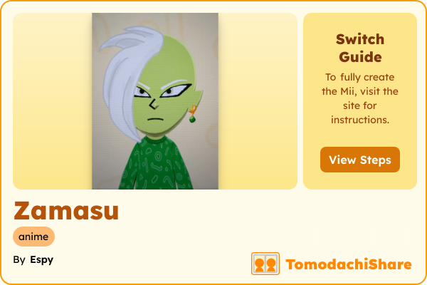 Zamasu, a nonbinary Mii  with tags: anime, dragonball, dbs, db