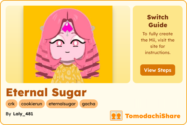 Eternal Sugar, a female Mii  with tags: crk, cookierun, eternalsugar, gacha