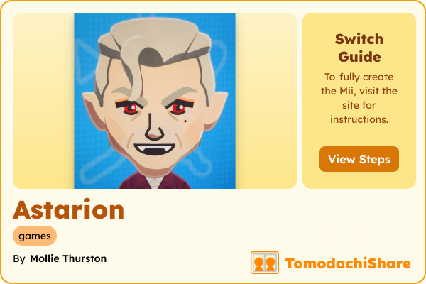 Astarion, a male Mii  with tags: games