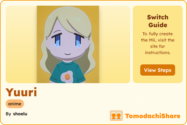 Yuuri, a female Mii  with tags: anime