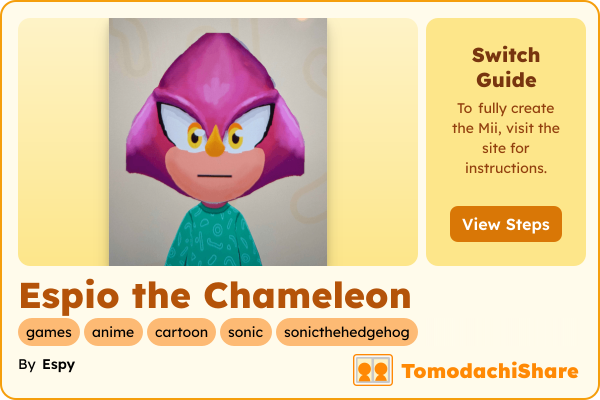 Espio the Chameleon, a male Mii  with tags: games, anime, cartoon, sonic, sonicthehedgehog