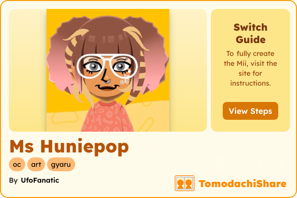 Ms Huniepop, a female Mii  with tags: oc, art, gyaru