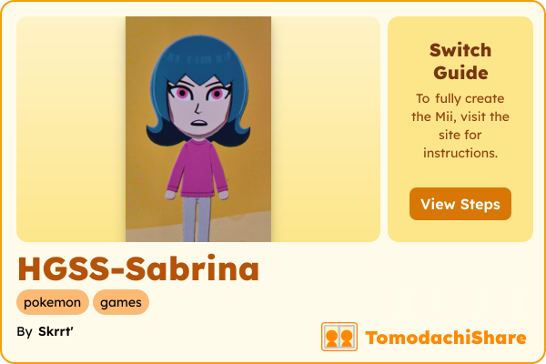 HGSS-Sabrina, a female Mii  with tags: pokemon, games