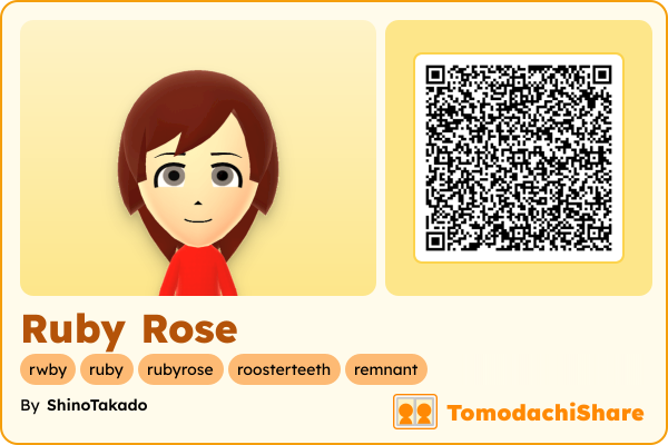 Ruby Rose, a female Mii  with tags: rwby, ruby, rubyrose, roosterteeth, remnant