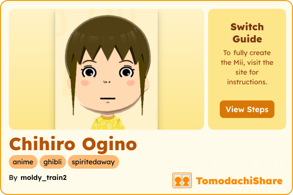 Chihiro Ogino, a female Mii  with tags: anime, ghibli, spiritedaway