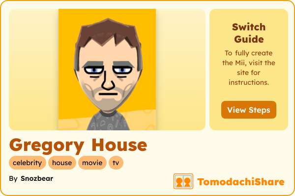Gregory House, a male Mii  with tags: celebrity, house, movie, tv
