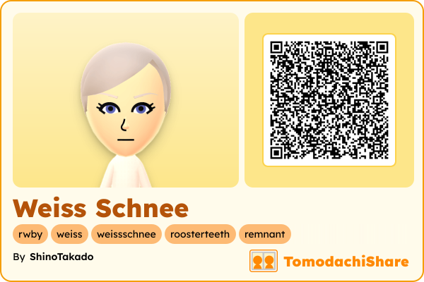 Weiss Schnee, a female Mii  with tags: rwby, weiss, weissschnee, roosterteeth, remnant