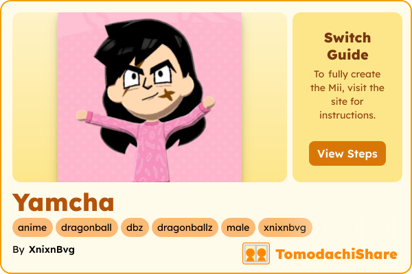 Yamcha, a male Mii  with tags: anime, dragonball, dbz, dragonballz, male, xnixnbvg