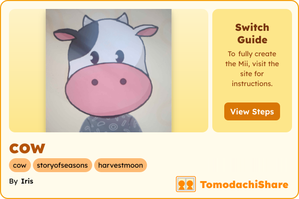 cow, a nonbinary Mii  with tags: cow, storyofseasons, harvestmoon