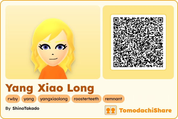 Yang Xiao Long, a female Mii  with tags: rwby, yang, yangxiaolong, roosterteeth, remnant