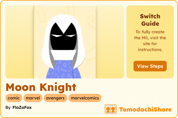 Moon Knight, a male Mii  with tags: comic, marvel, avengers, marvelcomics