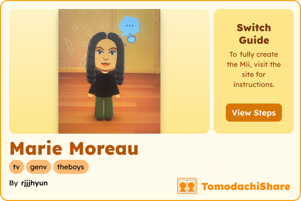 Marie Moreau, a female Mii  with tags: tv, genv, theboys