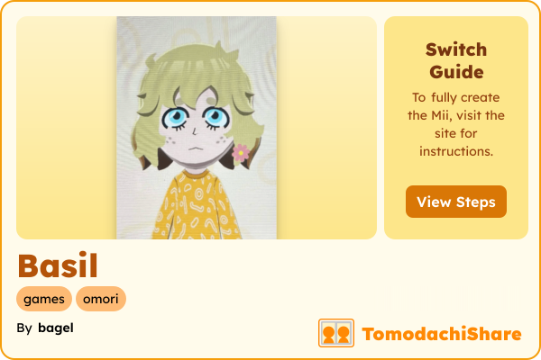 Basil, a male Mii  with tags: games, omori
