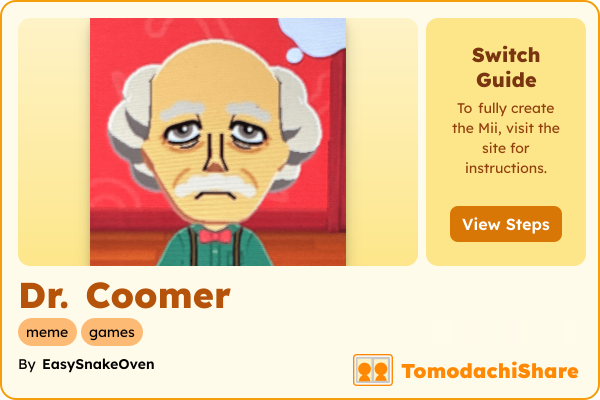 Dr. Coomer, a male Mii  with tags: meme, games