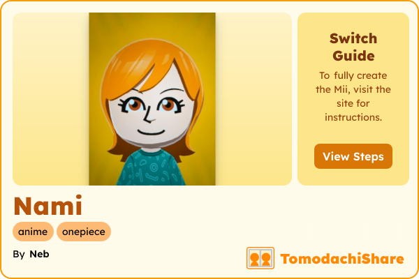 Nami, a female Mii  with tags: anime, onepiece