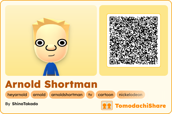 Arnold Shortman, a male Mii  with tags: heyarnold, arnold, arnoldshortman, tv, cartoon, nickelodeon