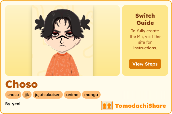 Choso, a male Mii  with tags: choso, jjk, jujutsukaisen, anime, manga