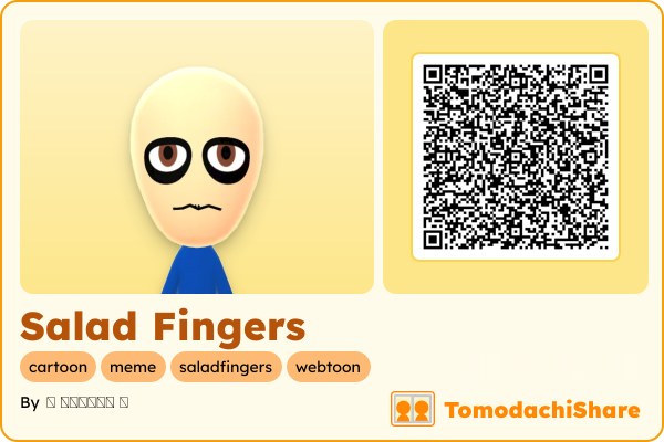 Salad Fingers, a male Mii  with tags: cartoon, meme, saladfingers, webtoon